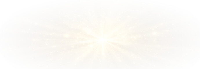 Transparent golden sparkle background with glowing dust, light flares, and festive glitter, elegant luminous illustration for luxury card and event design