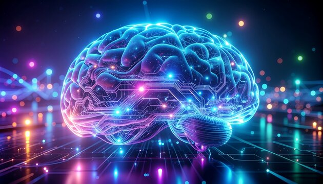 Glowing Digital Human Brain with Neural Network Circuits