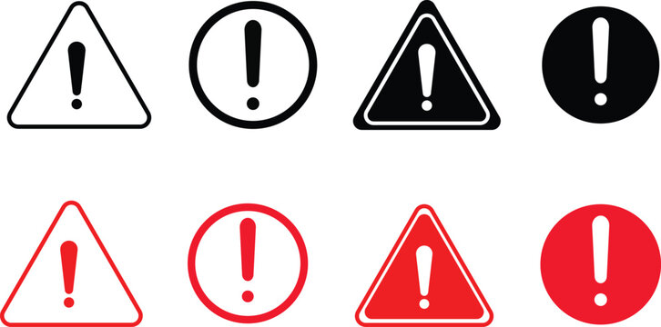 Warning caution sign icon set. danger Exclamation mark signs. exclamatory symbol. Danger triangle icon symbol