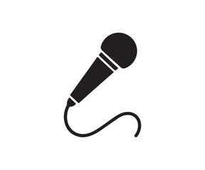 Black microphone on white background