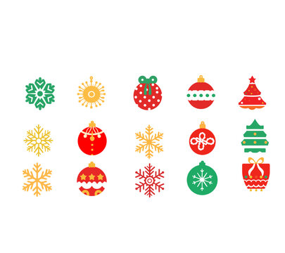 set immagini vettoriali natalizie palline e elementi decorativi per albero