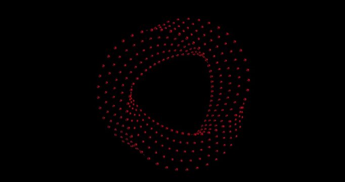 Abstract shiny red rotating ring with spheres. M&ouml;bius strip. Seamless loop. 3D animation. 4K. Isolated. Ideal for uses as a cool background for titles, videos, animations, presentation, advertisement