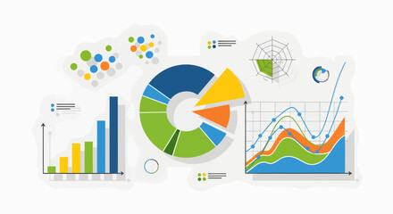 Obraz premium Analyzing Graphs, Charts, and Pie Diagrams in a Digital Workspace Environment