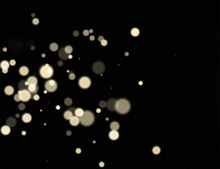 Dust sparks and stars shine with a special light. Christmas light effect. Glittering particles of magic dust.Vector sparkles on a transparent background.