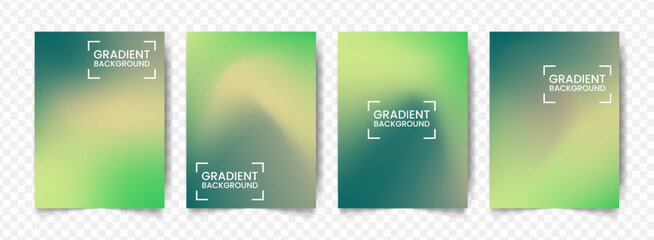 Soft Blurry Green Gradient Background Modern Abstract Design Template Set