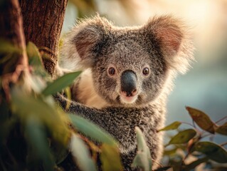 Obraz premium Australian koala bear portrait cute wildlife animal adorable eucalyptus tree nature
