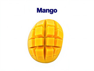 Sliced Mango with Grid Pattern on White Background