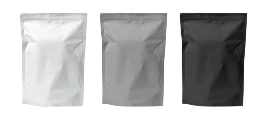 Stand up pouch packaging mockup with transparent background