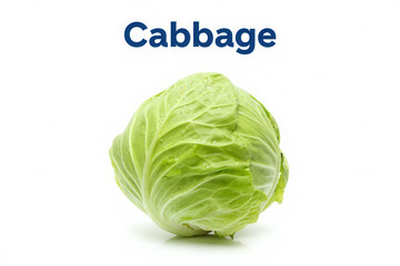 Whole Cabbage Head Displayed in Clean Minimalist Composition