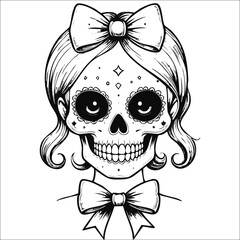 skull with a bow