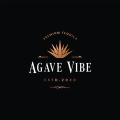 Vintage mexican agave plant logo template design for traditional tequila drink.