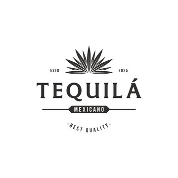 Vintage mexican agave plant logo template design for traditional tequila drink.
