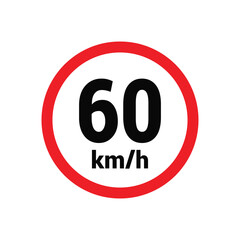 Speed limit sign 60 km h icon vector design illustration