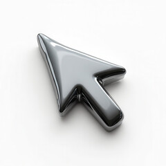 Futuristic Cursor Icon Rendered in Glossy 3D Style with Light Reflection