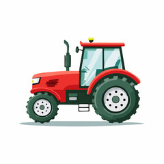 Obraz premium Red Tractor: A vibrant illustration of a classic red tractor, a symbol of agriculture, hard work, and the pastoral countryside.
