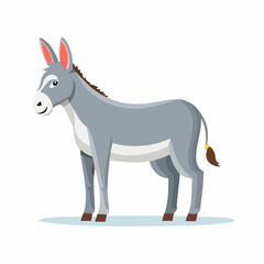 Fototapeta premium Donkey Portrait: A charming cartoon depiction of a donkey, presented in a friendly and approachable pose, highlighting the animal's distinctive features and gentle expression.