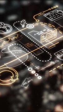 Animated statistical imagery on the background of a computer processor