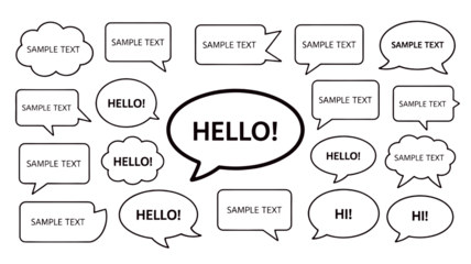 Modern speech bubbles set for communication and messages, add your text to create a vibrant conversation for digital marketing and social media designs