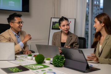 Business team discussing esg strategy in a corporate meeting