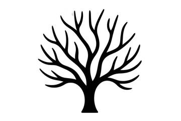 Bare tree branches black silhouette on transparent background representing growth and nature symbol