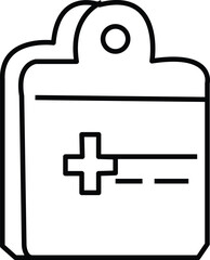 First Aid Kit Icon: Simple Black and White Outline Vector Graphic for Medical Emergency, Health, and Safety Design Projects