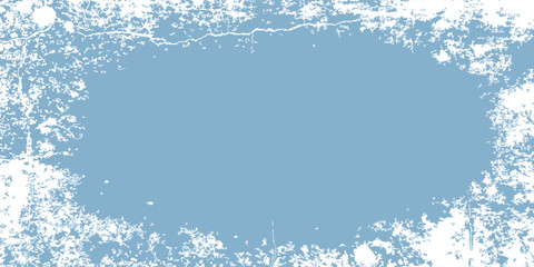 An ice overlay grunge frame with with snowy scratches and stains. Blue frosty window. Abstract bg with ice crystals. Vector illustration of frost effect. Skating surface texture