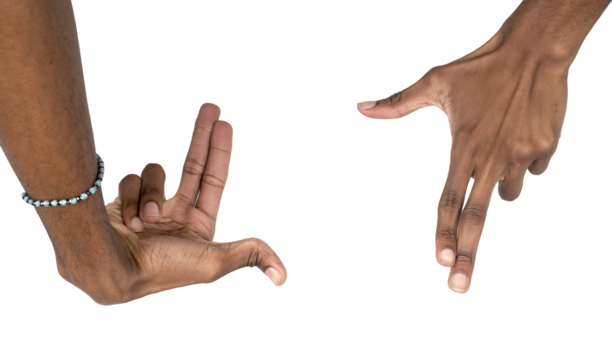 Hand gesture framing view for vision and art concept. Black skin male using both hands to create