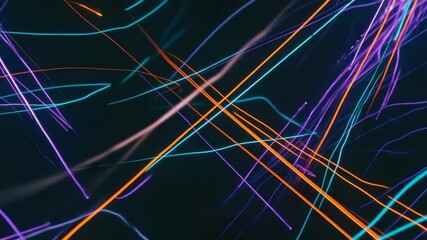 colorful neon light trails on dark background, symbolizing high-speed data flow, futuristic technology, abstract digital network, glowing streams of information - Powered by Adobe