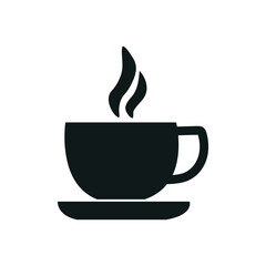 Simple silhouette of a steaming coffee cup