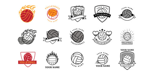 Volleyball Logos Team Designs Sport Graphics Club Emblems Custom Tournament Badges Competitive Play Athletic Gear Vector