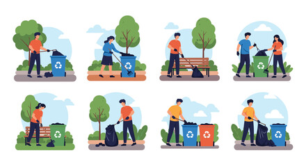 Community cleanup volunteers working together to protect the environment and keep parks clean and beautiful for everyone to enjoy