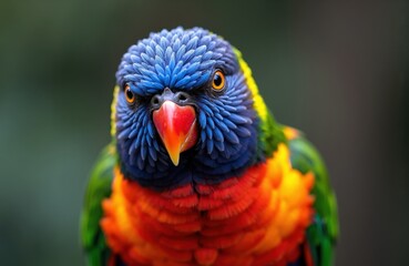 Obraz premium Colorful rainbow lorikeet with vibrant feathers and intense gaze