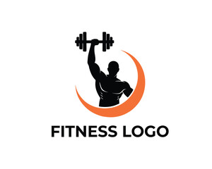 Gym Logo: Muscular Man with Barbell and Stars for Fitness and Strength Branding