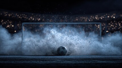 Realistic Free Kick Impact on Wall with Ball Dent in Stadium Setting