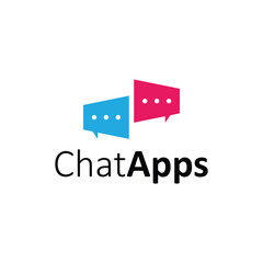 Creative chat app logo featuring two speech bubbles shaped like megaphones, symbolizing communication, conversation, and messaging. Perfect for modern tech and social media branding.