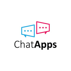 Creative chat app logo featuring two speech bubbles shaped like megaphones, symbolizing communication, conversation, and messaging. Perfect for modern tech and social media branding.