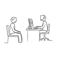 Person receiving support while sitting across from customer service agent  
