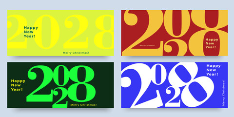 2028 Numbers Design. Modern colorful typography vector in green, red, yellow, and blue for advertising, web, social media, posters, banners.