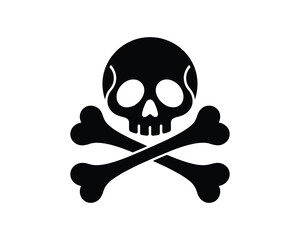 Skull and Crossbones Icon: Danger, Poison, and Pirate Jolly Roger Symbol