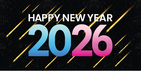 Sparkling Wishes Happy New Year 2026 Celebrations Digital Artwork Festive Background Falling Stars New Year s Eve