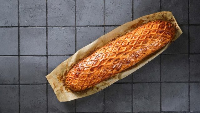 Golden lattice pastry resting on parchment connotes Lammas harvest feast, culinary alchemy, and unexpected autumnal warmth