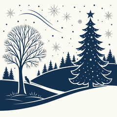 Elegant vector christmas new year winter landscape illustration scalable eps for seasonal greetings © Mithun