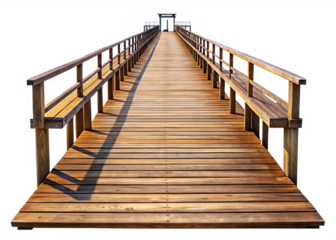 Wooden pier leading into the distance isolated on white background
