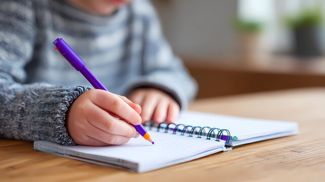 Child Writing Homework Notebook - Powered by Adobe