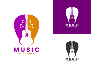 Pick guitar logo design vector template. Guitar music logo design icon
