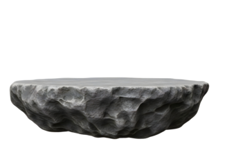 Floating rock island with rough texture isolated on transparent background