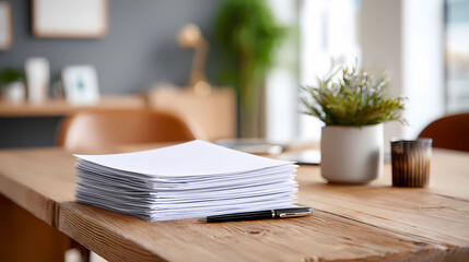Fototapeta premium Homework Assignment Papers on Table