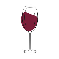Outline Classic Wine Glass with abstract burgundy spot as Red Wine Wine Day Minimalistic Design idea
