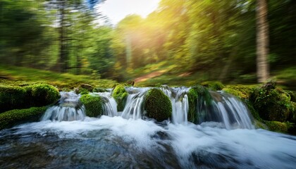 Obraz premium Small Waterfall In The Natural Forest Water Source And Environmental Conservation