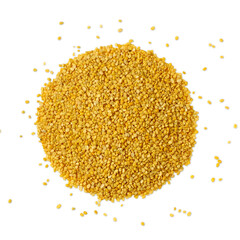 camera images of split dal, organic split pulse moong dal beans for Indian or Gujarati stew food recipe, top view, food texture background, cutout in transparent background, png format
